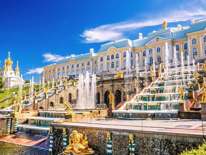 Like Catherine Palace, the Grand Palace at Peterhof was originally commissioned by Peter the Great, but after his death in 1725, the building was abandoned until his daughter, Empress Elizabeth took over the construction in 1740.