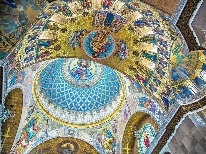 The church is the tallest building in Kronstadt and, like many other churches in St. Petersburg, is covered in amazingly colorful mosaics.