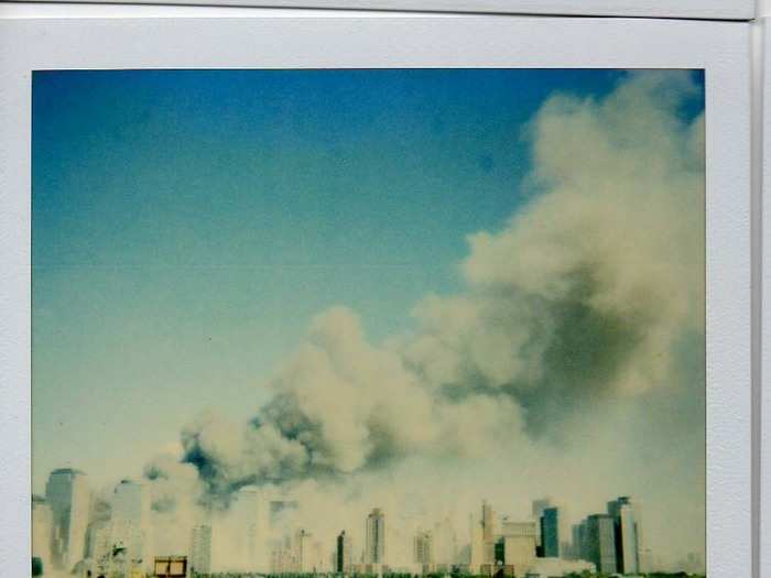 This shot shows the scale of the disaster: Note that the smoke cloud is greater than the biggest buildings left in the city.