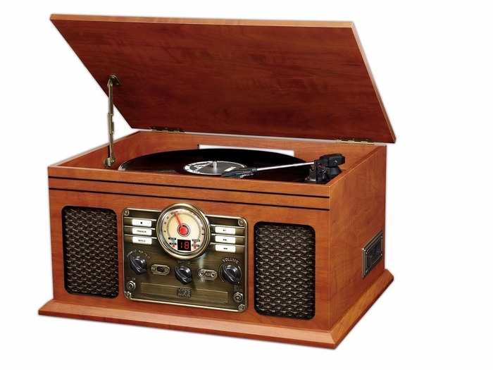 This mahogany record player will give the place an old-school feel.