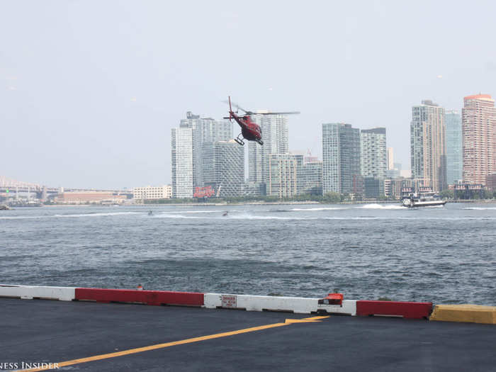 The East River is a busy waterway, which makes for an exciting takeoff.