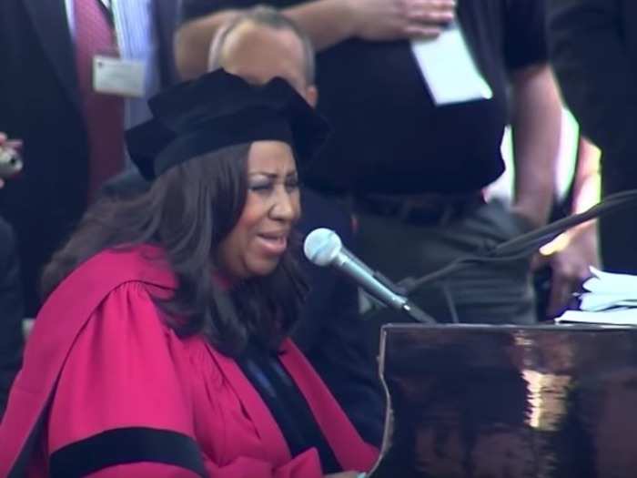 Aretha Franklin performed at Harvard last year after receiving an honorary doctorate.