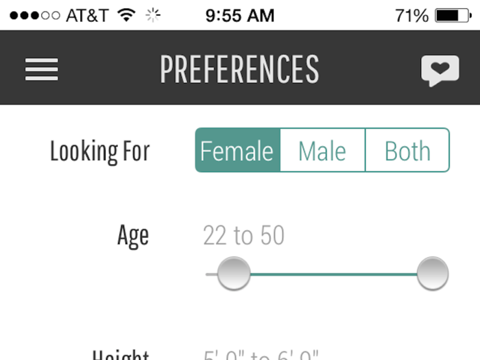 Users set their preferences for matches. The League