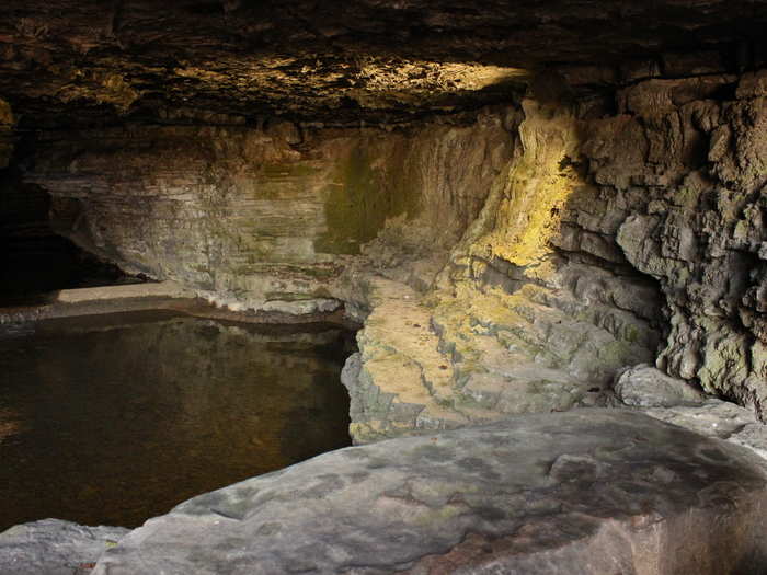 The water stays at a chilly 56 degrees Fahrenheit year-round. This cave spring is the reason why the distillery is located in Lynchburg.