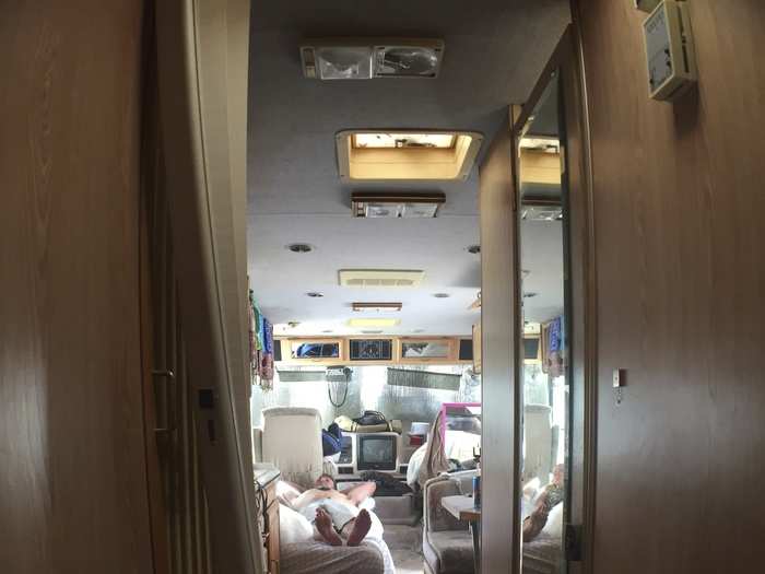 And this is the inside of an RV sleeping 4 people — 2 in a back bedroom and 2 on a pullout couch.