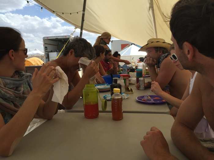 Camps often structure their days at Burning Man around two communal meals — breakfast and dinner. Lunch is usually grabbed on the go.