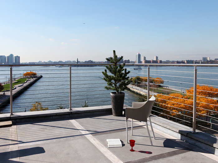 But perhaps the most gorgeous part of the home is its rooftop terrace. It has views of the Hudson River and New Jersey across the way.