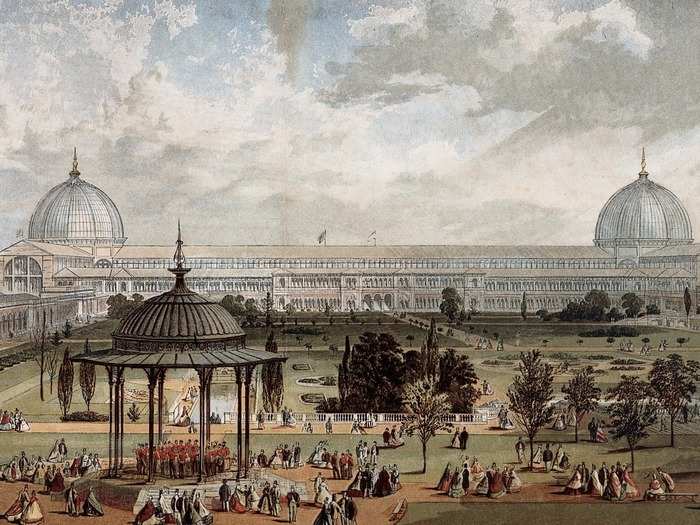 The Crystal Palace was a huge glass and iron structure built in London