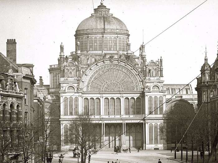 The Paleis voor Volksvlijt was a large palace built of wrought iron and glass in Amsterdam. It served as the center of the city