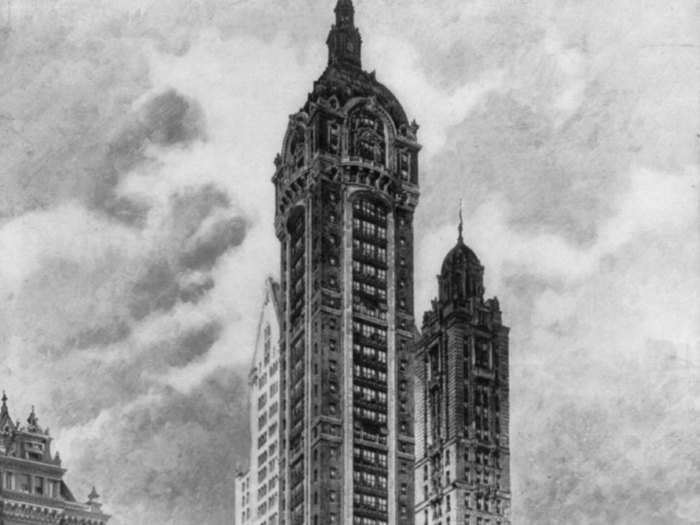 The Singer Building in lower Manhattan served as the headquarters of the Singer Manufacturing Company and was completed in 1908. It was demolished 60 years later, in 1968.