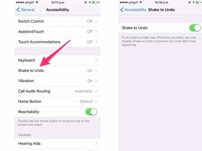 Now you can switch off "Shake to Undo."