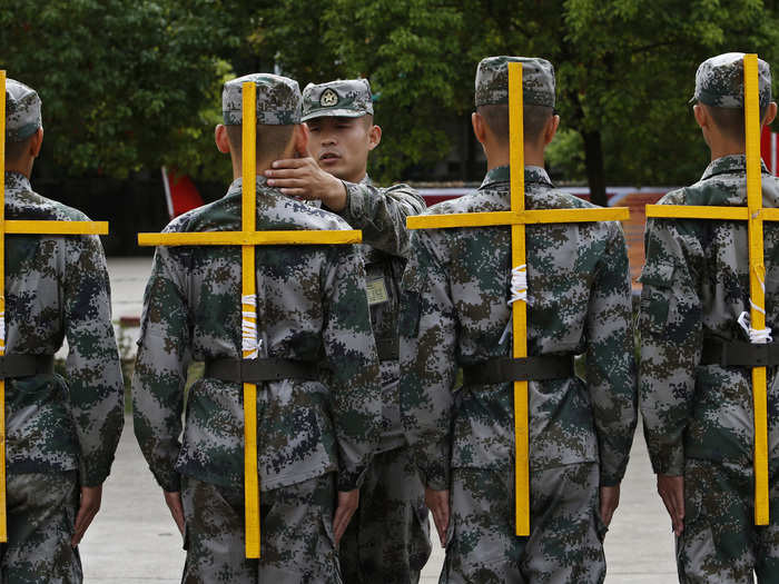 A similar drill for new recruits of the Chinese People