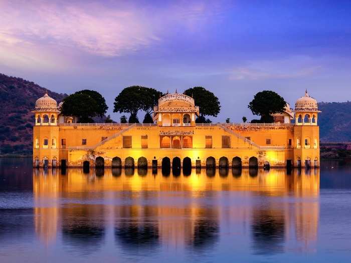 Otherwise known as the Water Palace,  the Jal Mahal looks as if it