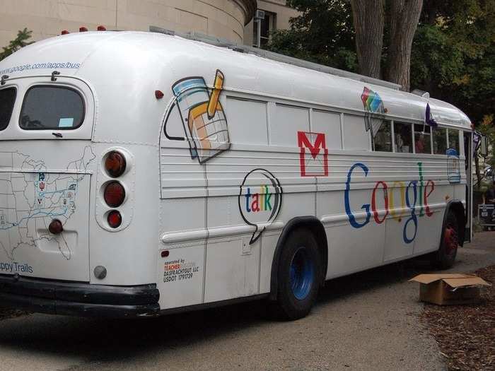 Googlers at the Mountain View campus get a free ride to and from work.