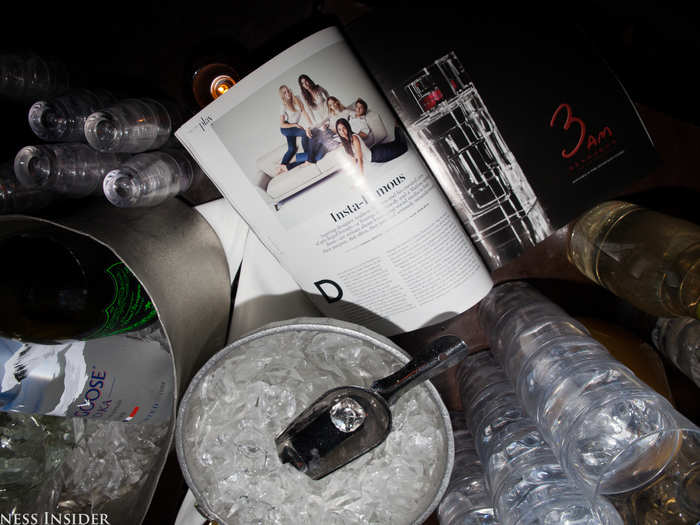 The friends were recently featured in a spread in DuJour magazine. There were copies of the magazine on every table in the club.