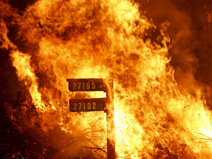 Another fire, called the Jerusalem Fire, struck last month. The photo below shows the address numbers of two homes that were consumed by that fire in Lake County, California.