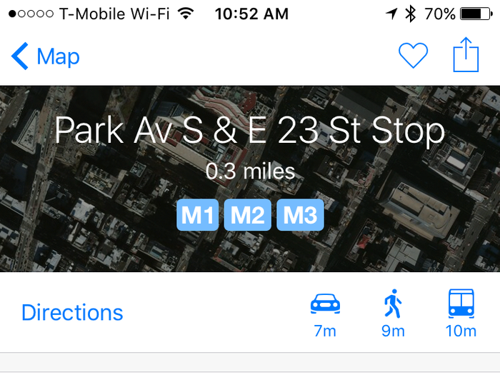 Tapping on an individual stop will show you when the next bus is arriving and how often it departs. You can also see delay details and start a route to the stop.