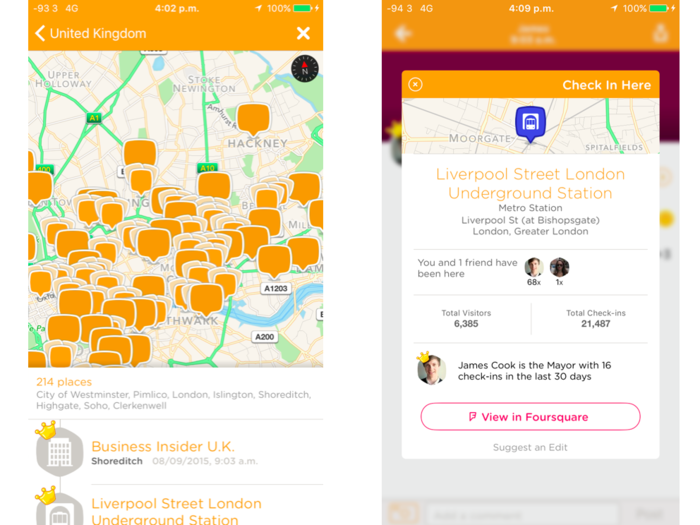 Swarm is, essentially, a catalogue of everywhere you have ever been. Created when Foursquare split into separate apps, Swarm allows check-ins at different places and, if used for long enough, can provide a trove of information about what you