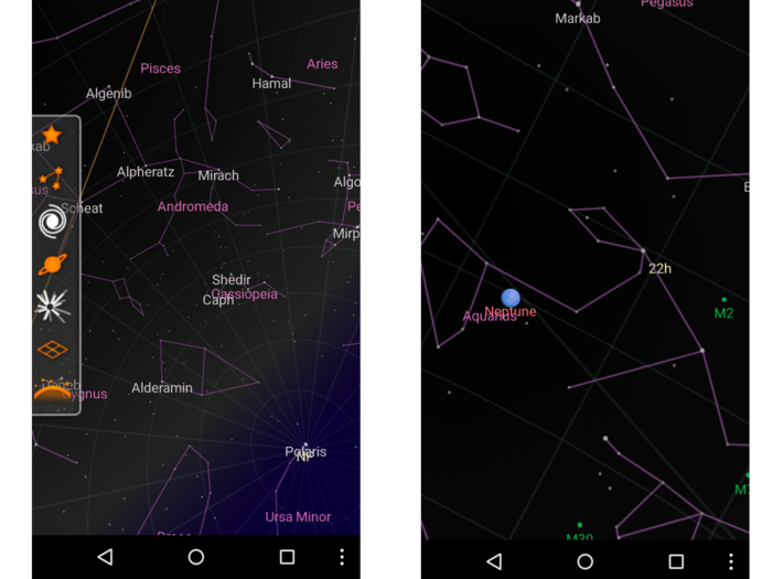 Sky Map is a free app made by Google that allows users to view the night sky simply by holding up their phone and moving it around. By using the accelerometer, the app allows the user to see the sky in the exact place they are.