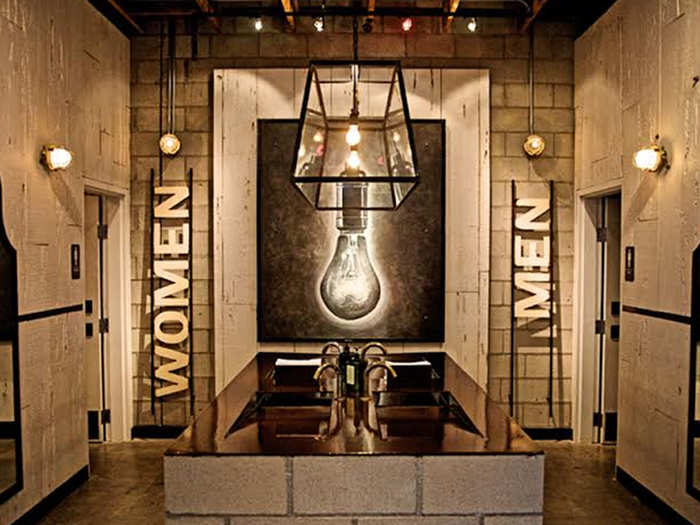 OCEAN BEACH, CA: Designed by Philippe Beltran, the restroom in the OB Warehouse restaurant and bar was constructed out of recycled materials from buildings in nearby San Diego and locations around the world.