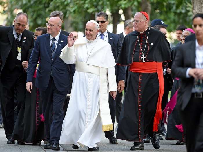 Next, he was off to the interdenominational service at the site of the 9/11 memorial and museum.