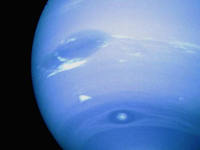 Uranus and Neptune (shown below) are the last two planets in our solar system. They