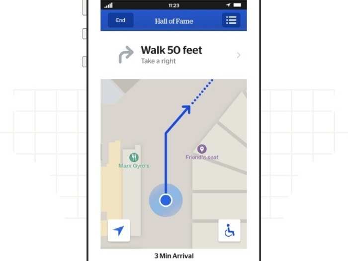 Once you get in the stadium, the app gives you directions to your seat.