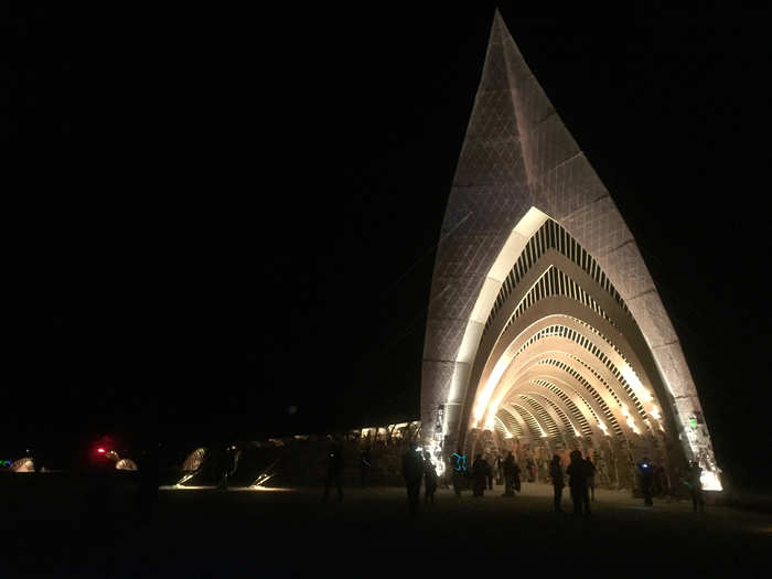 The Temple of Promise was created by Bay Area artists. Its archway is 97 feet high.