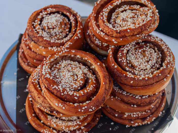 Essentially the Swedish version of a cinnamon roll, these kanelbulle are topped generously with pearl sugar.