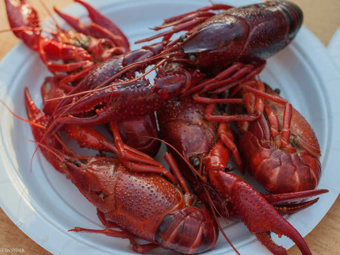 Shots of an herbal spirit called akvavit are taken between crawfish during these late-summer parties.