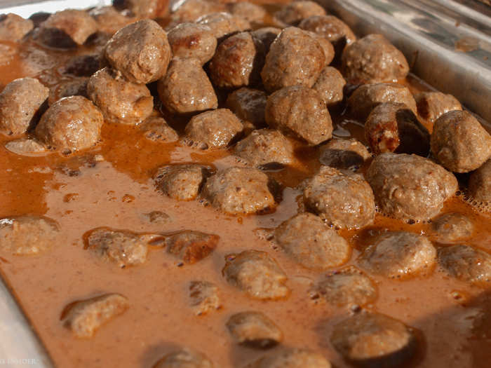 No smörgåsbord is complete without Swedish meatballs. Swimming in creamy gravy, these are traditionally served alongside boiled potatoes.