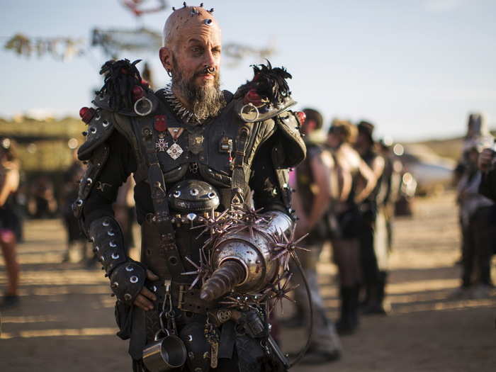 The goal of Wasteland Weekend is to live inside the "Mad Max" movies. All attendees are required to wear post-apocalyptic costumes throughout the event. Pictured here is Jake McKinnon dressed as "Pez, brother of Wez."