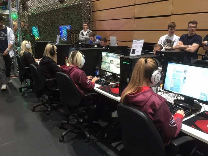 There were a few women there who got to play on the machines – except they were actually there with Intel, which was one of the sponsors and had a stall at the event.