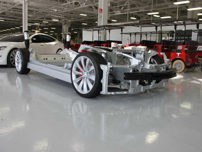 Ever wonder what a Tesla Model S looks like without its body? Well here it is.