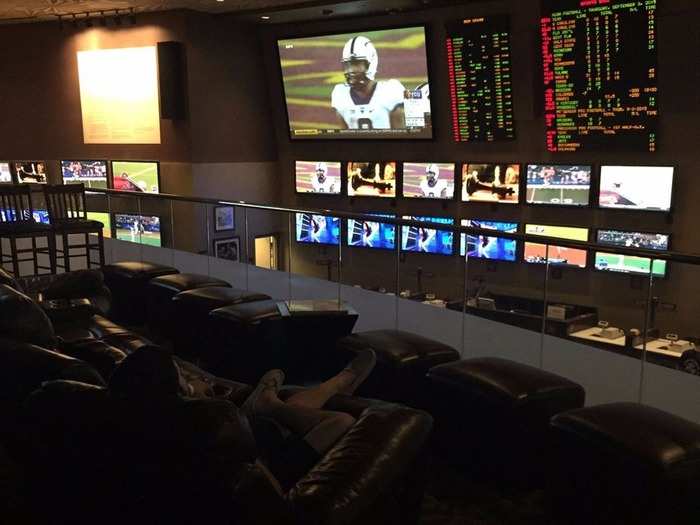 The Race and Sports Book at the MGM Grand in Las Vegas has several private boxes with their own 42-inch plasma TVs, surround-sound audio, and a variety of video games. Personal servers can deliver food and drinks to you as you watch the game.