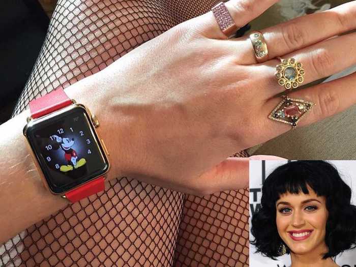 Katy Perry was given a £13,500 gold Apple Watch with a red buckle ahead of its release.