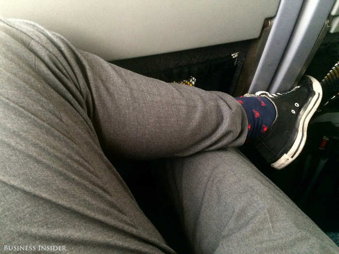 Leg room is adequate for a tall guy like me, but nothing noteworthy. I can cross my legs, but just barely. If anyone reclines their seat in front of me, all bets are off.