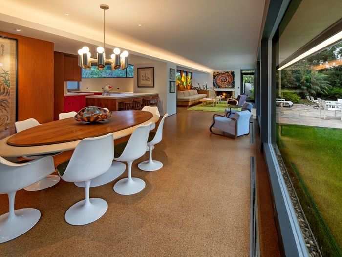 Mahogany features were used in the dining room to create a warm and inviting space for meals.