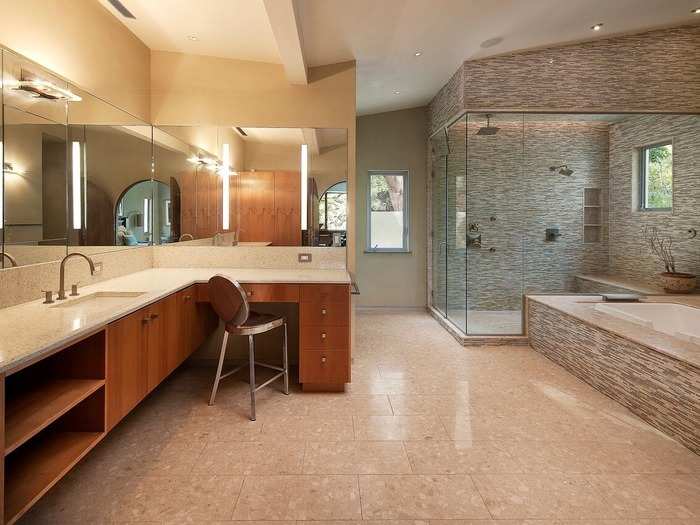 There are also nine sleek bathrooms, some of which are designed with stone and wooden features.