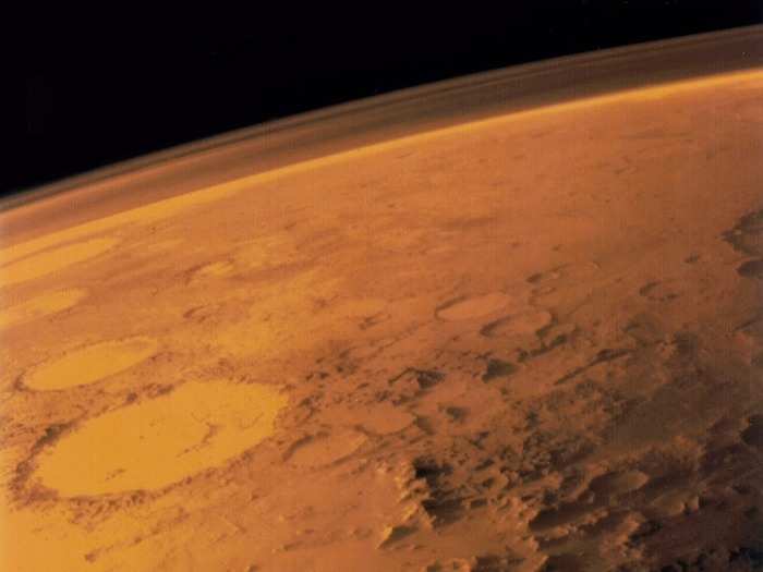 Mars’ atmosphere is extremely thin, and contains just 0.15% oxygen (compared to 21% on Earth) — not nearly enough to breathe. Most of the atmosphere (96%) is carbon dioxide.