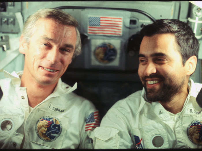 Apollo 17: Commander Eugene Herman with lunar module pilot Harrison Schmitt.