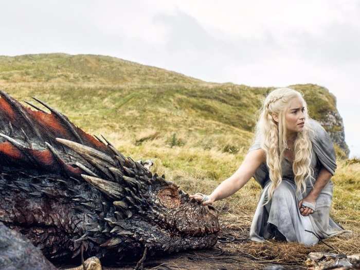 SEASON 5: At the end of last season, Daenerys was stranded with her dragon Drogon and surrounded by Dothraki horse riders.