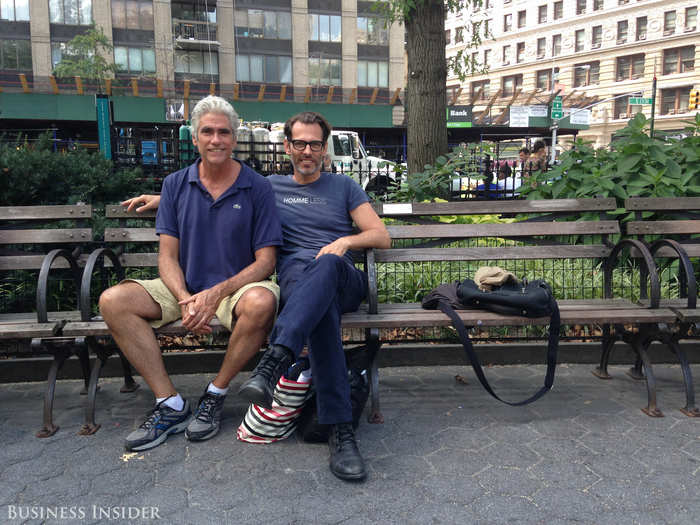 The star of the film (left), and the director (right), sit on a bench as we chat in Madison Square Park. As we