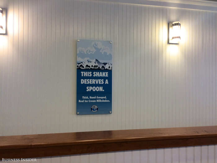 While ordering, I notice this sign, so I order a shake. Effective advertising! Plus, shakes and burgers go hand in hand.