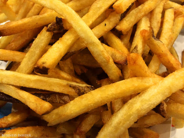 But before I even start the burger, the delicious smell of the fries calls out to me. Elevation Burger fries them in 100% olive oil, giving them a distinct taste – almost burnt, but in a good way.