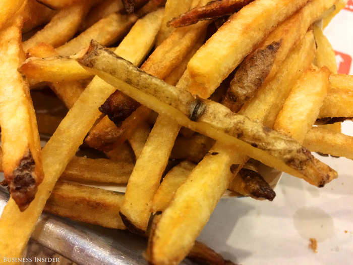 These fries are absolutely addictive. And look, real potatoes, skin and all!