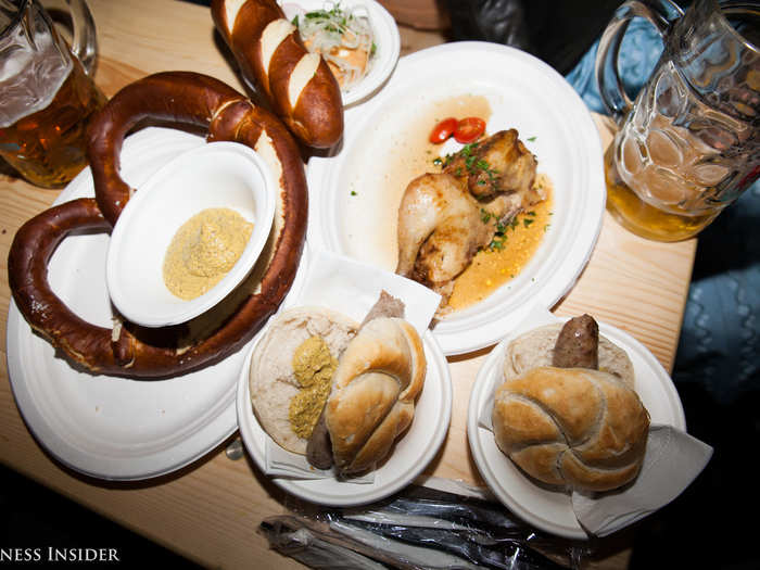 The food was also typically German — there was rotisserie chicken, bratwurst, obatzda, and giant pretzels. All of it was delicious.