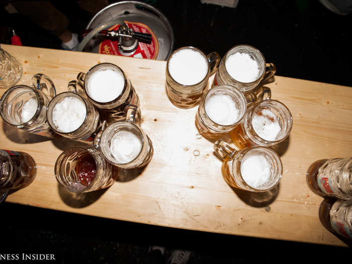 Beer was served in authentic liter masses and consumed in bulk.