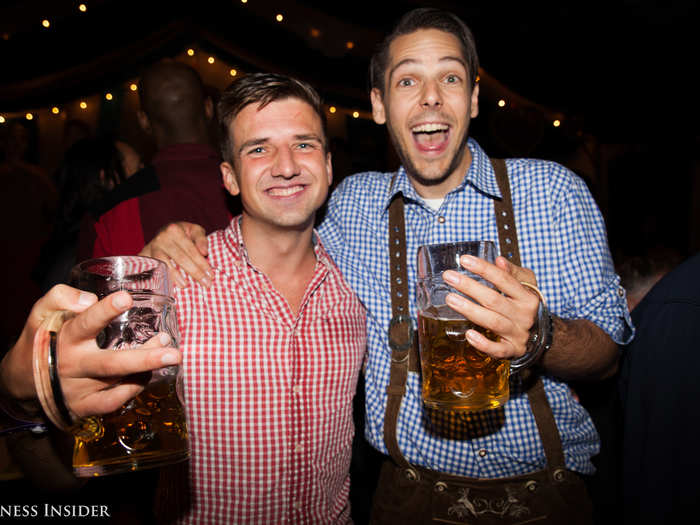 Everyone made an effort to dress the part, like these real, live Germans.