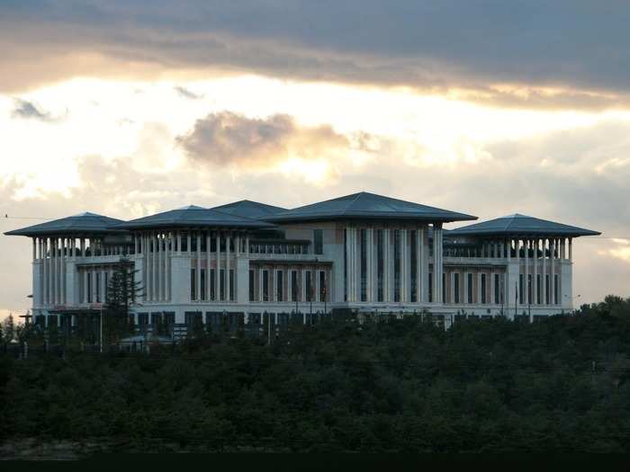 President Recep Tayyip Erdogan, the current president of Turkey, resides in Ak Saray (also known as the White Palace) in Ankara, Turkey. The palace cost $615 million to build and has more than 1,100 rooms, making it larger than both the White House and the Palace of Versailles.